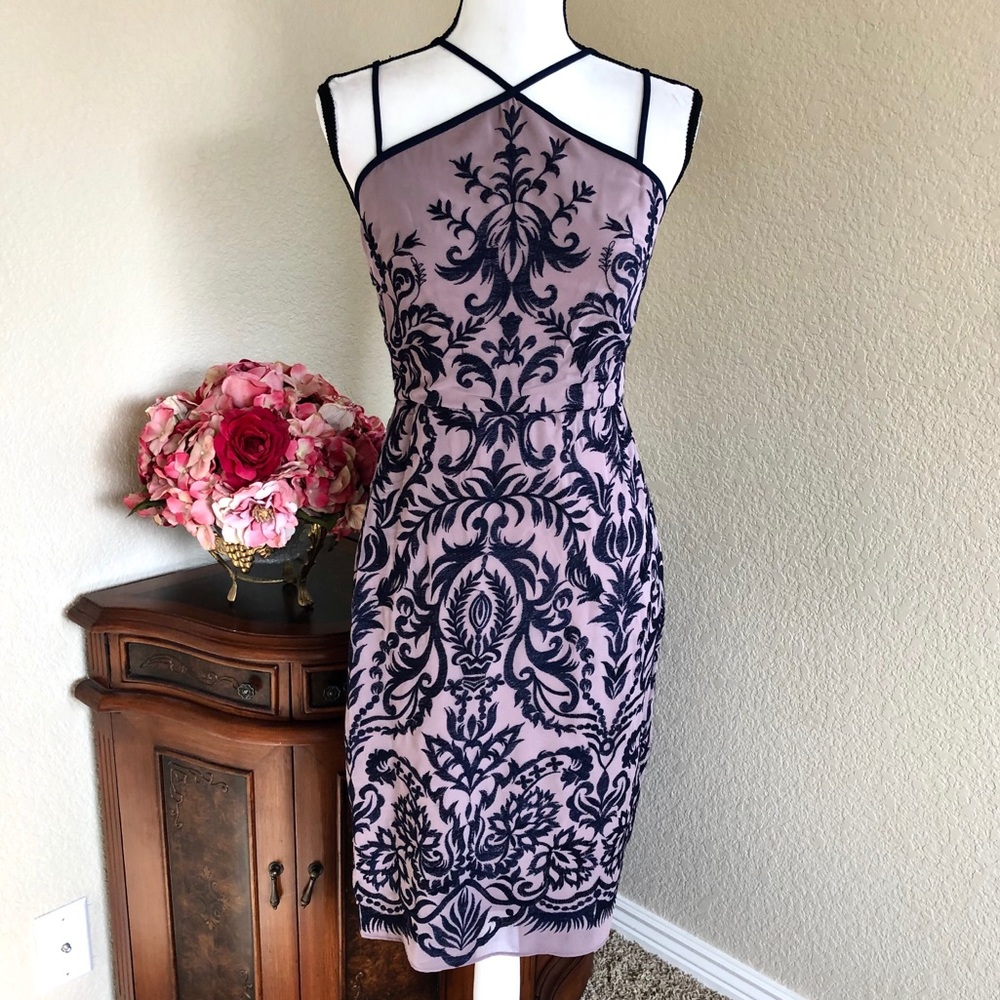 BCBGMAX Embroidered Chiffon Dress